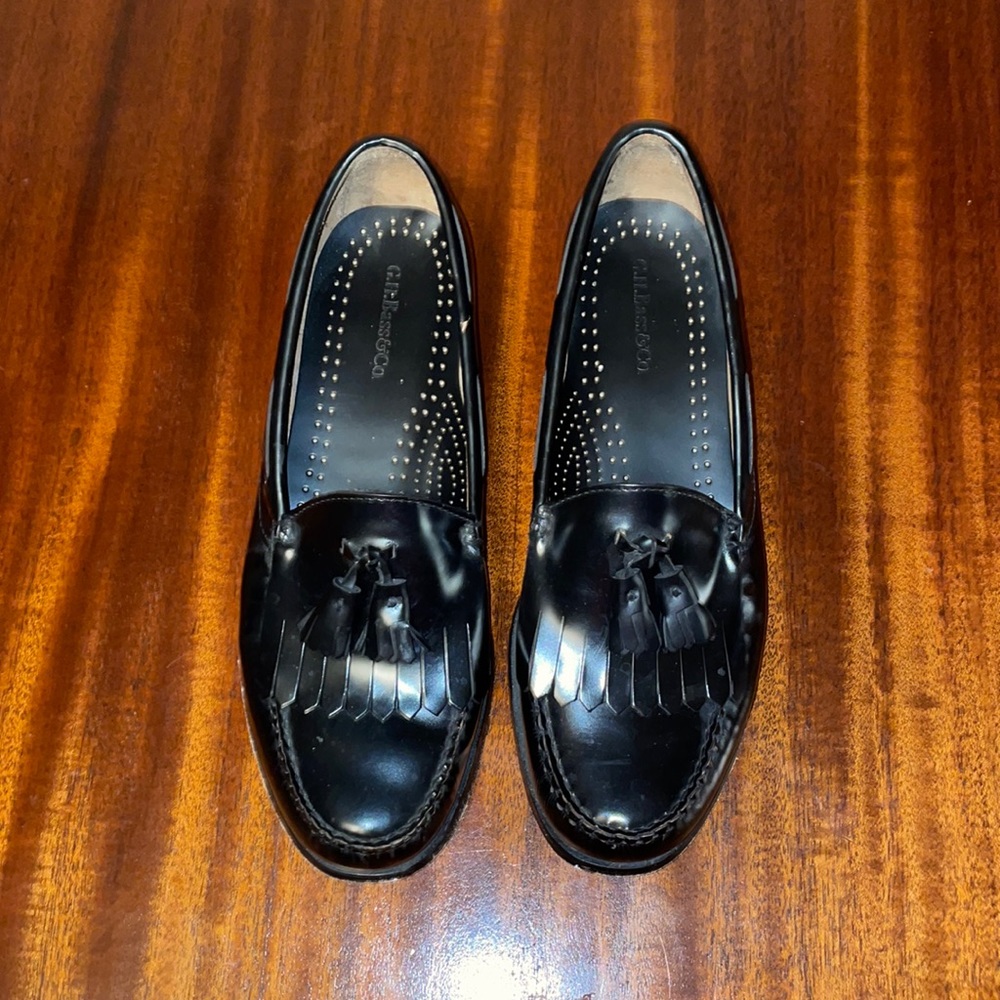 G.H. Bass & Co. Mens Weejuns Layton Leather Tassel Loafer Shoe - 10 Black